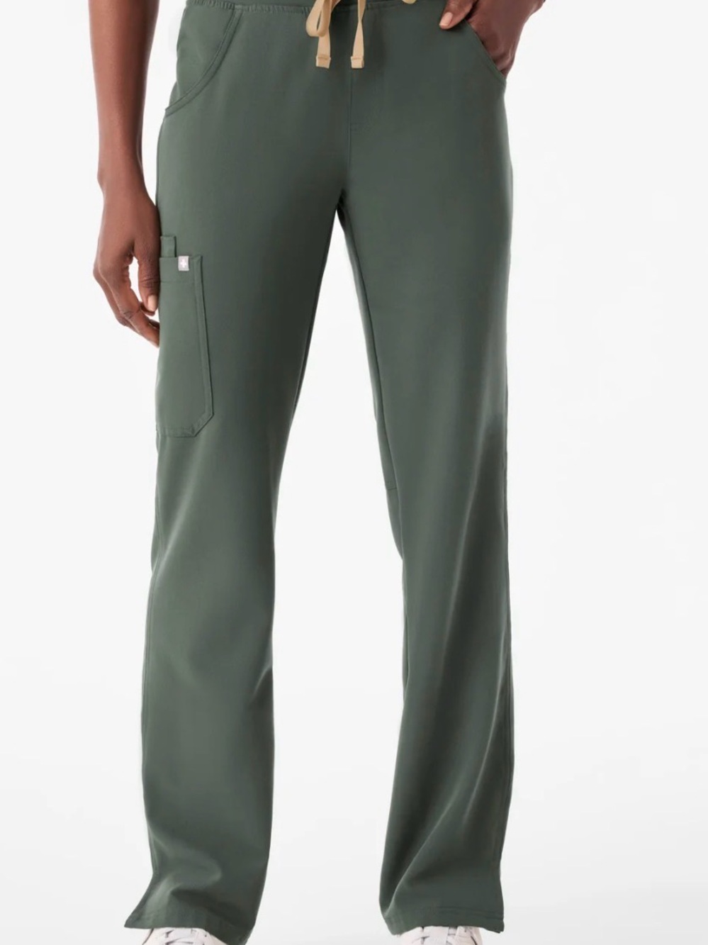 Figs Kade Cargo Straight-Leg Scrub Pants in Moss Green